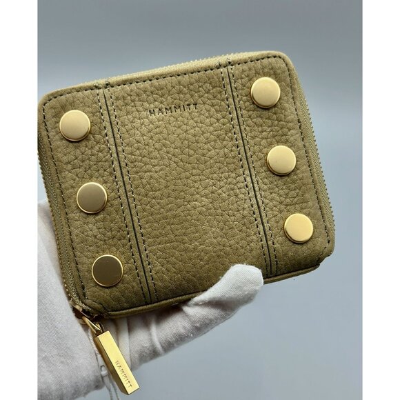 Hammitt 5 North Plume Moss Green Nubuck Leather Compact Zip Around Wallet 16470 - Picture 3 of 15